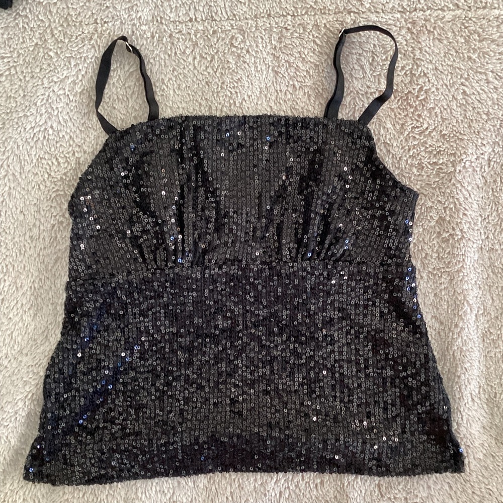 NEW No Boundaries Black Sequin Camisole Crop Top